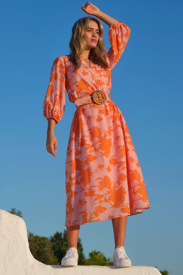Kleed Lang Oranje pink 730 | The Fashion Store en Ziffiks®